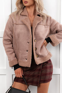 Keep Me Close Faux Suede Sherpa Lined Jacket (Dark Mauve) - NanaMacs