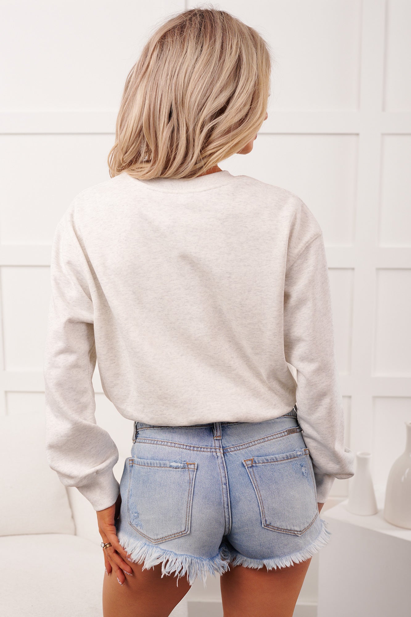 Cafe Stroll Bubble Hem Sweatshirt (Light Heather Grey)