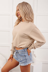 Cafe Stroll Bubble Hem Sweatshirt (Taupe)