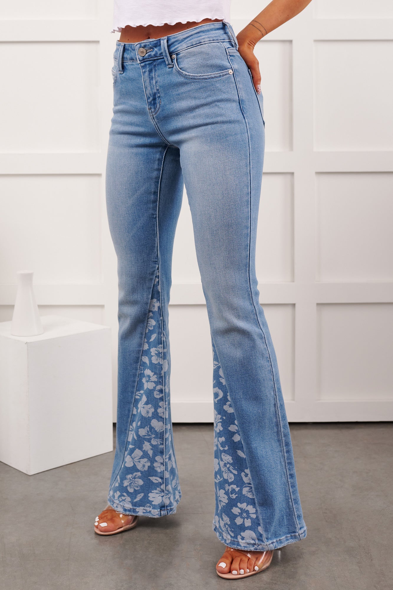 Kyson Mid Rise Floral Flare Kancan Jeans (Medium) · NanaMacs
