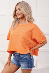 Kendrick Acid Wash Crop Top (Orange) - NanaMacs