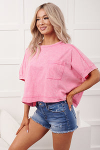 Kendrick Acid Wash Crop Top (Pink) - NanaMacs