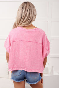 Kendrick Acid Wash Crop Top (Pink) - NanaMacs