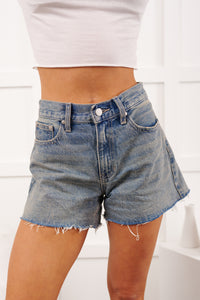 Saint High Rise Raw Hem Denim Shorts (Vintage Light) - NanaMacs