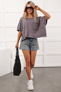 Kendrick Acid Wash Crop Top (Black)