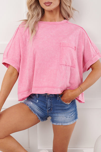 Kendrick Acid Wash Crop Top (Pink)