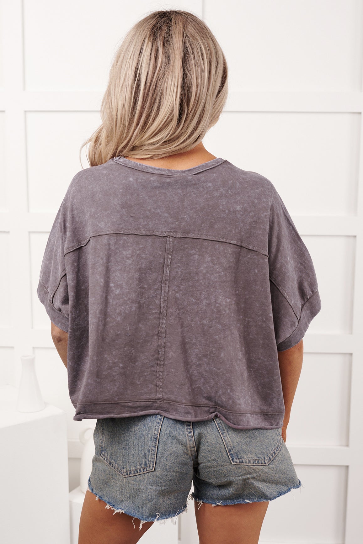 Kendrick Acid Wash Crop Top (Black)