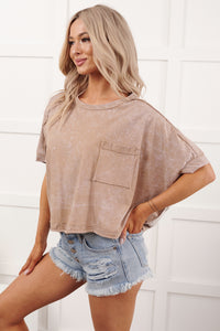 Kendrick Acid Wash Crop Top (Taupe) - NanaMacs
