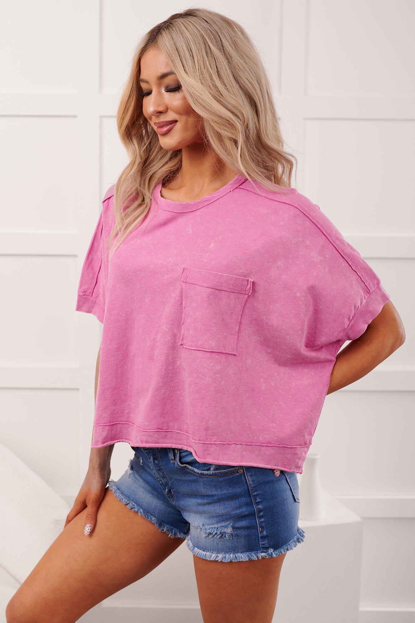 Kendrick Acid Wash Crop Top (Orchid) - NanaMacs