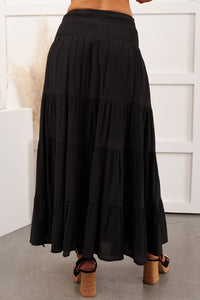 Free Falling Tiered Maxi Skirt (Black) - NanaMacs