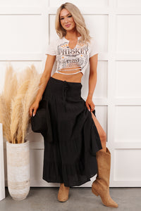 Free Falling Tiered Maxi Skirt (Black) - NanaMacs