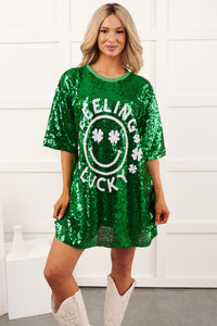 "Feeling Lucky" Sequin Oversized Top (Green)