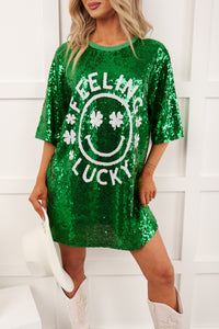 "Feeling Lucky" Sequin Oversized Top (Green)