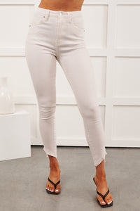 Chenoa High Rise Cropped KanCan Skinny Jeans (White) - NanaMacs