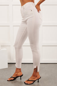 Chenoa High Rise Cropped KanCan Skinny Jeans (White) - NanaMacs