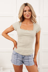 Charming Life Scoop Neckline Ribbed Top (Sage)