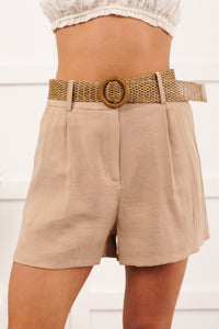 Urban Classic High Rise Tailored Shorts (Taupe) - NanaMacs