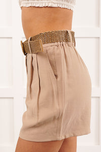 Urban Classic High Rise Tailored Shorts (Taupe) - NanaMacs