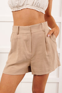 Urban Classic High Rise Tailored Shorts (Taupe) - NanaMacs