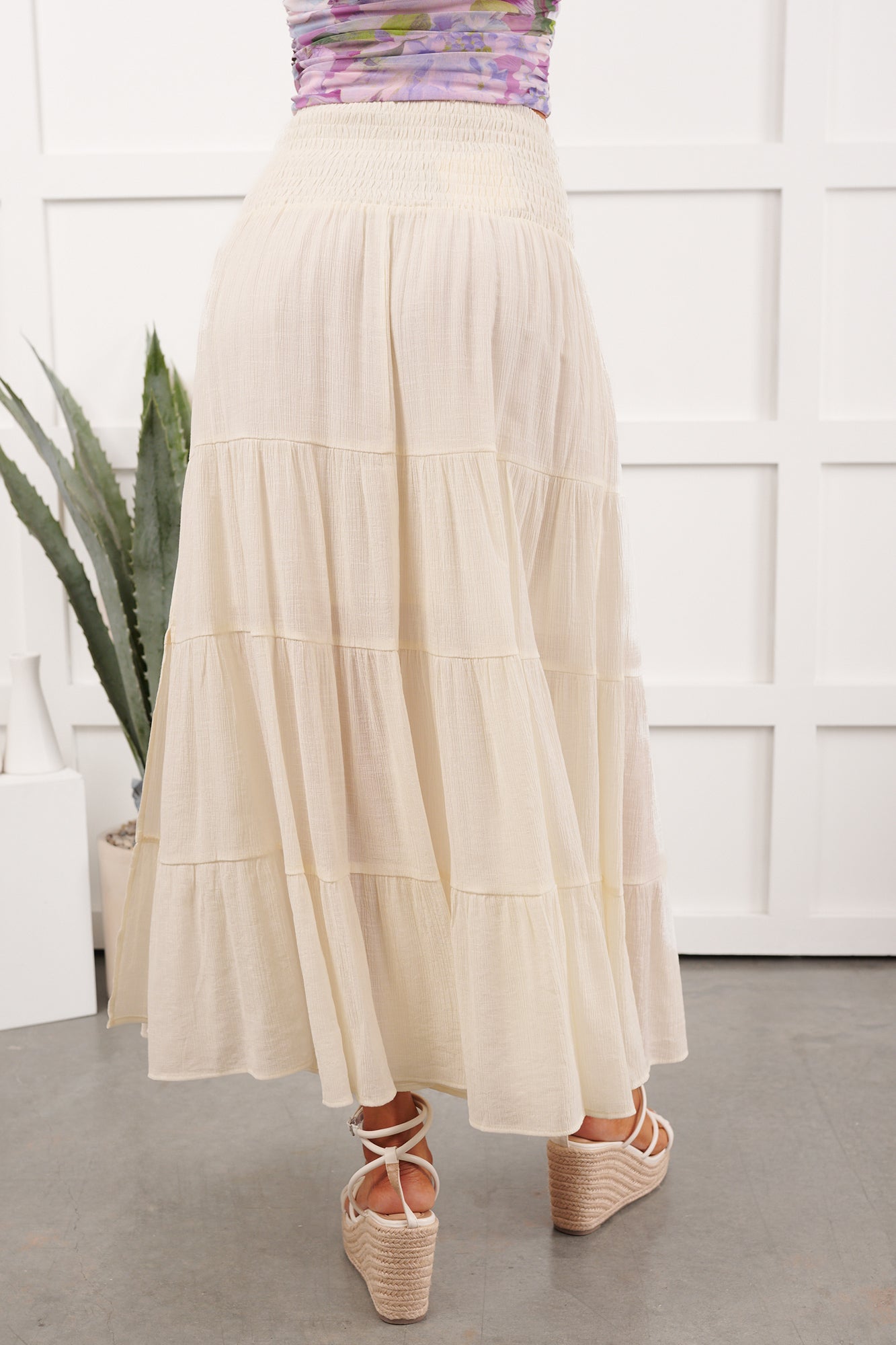 Free Falling Tiered Maxi Skirt (Dove) - NanaMacs