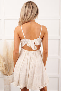 Sun-Kissed Stroll Eyelet Lace Embroidered Mini Dress (White) - NanaMacs