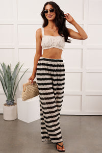 Breezy Not Busy Wide Leg Crochet Pants (Ivory/Black) - NanaMacs