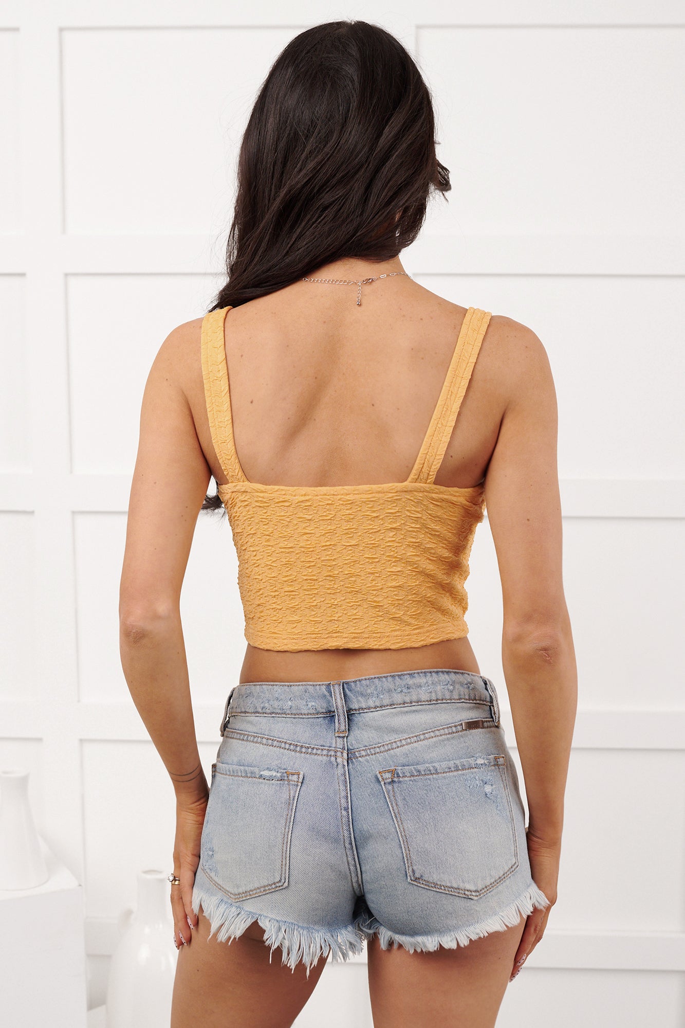 Irresistibly Me Textured Corset Top (Marigold) - NanaMacs
