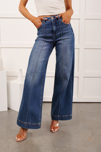 Renata High Rise Wide Leg Risen Jeans (Medium)