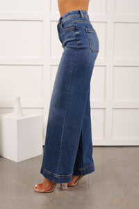 Renata High Rise Wide Leg Risen Jeans (Medium)