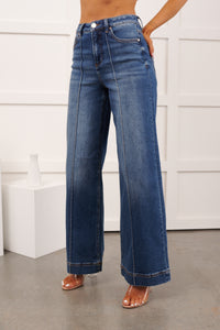 Renata High Rise Wide Leg Risen Jeans (Medium)