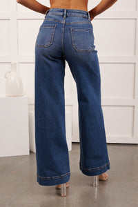 Renata High Rise Wide Leg Risen Jeans (Medium)