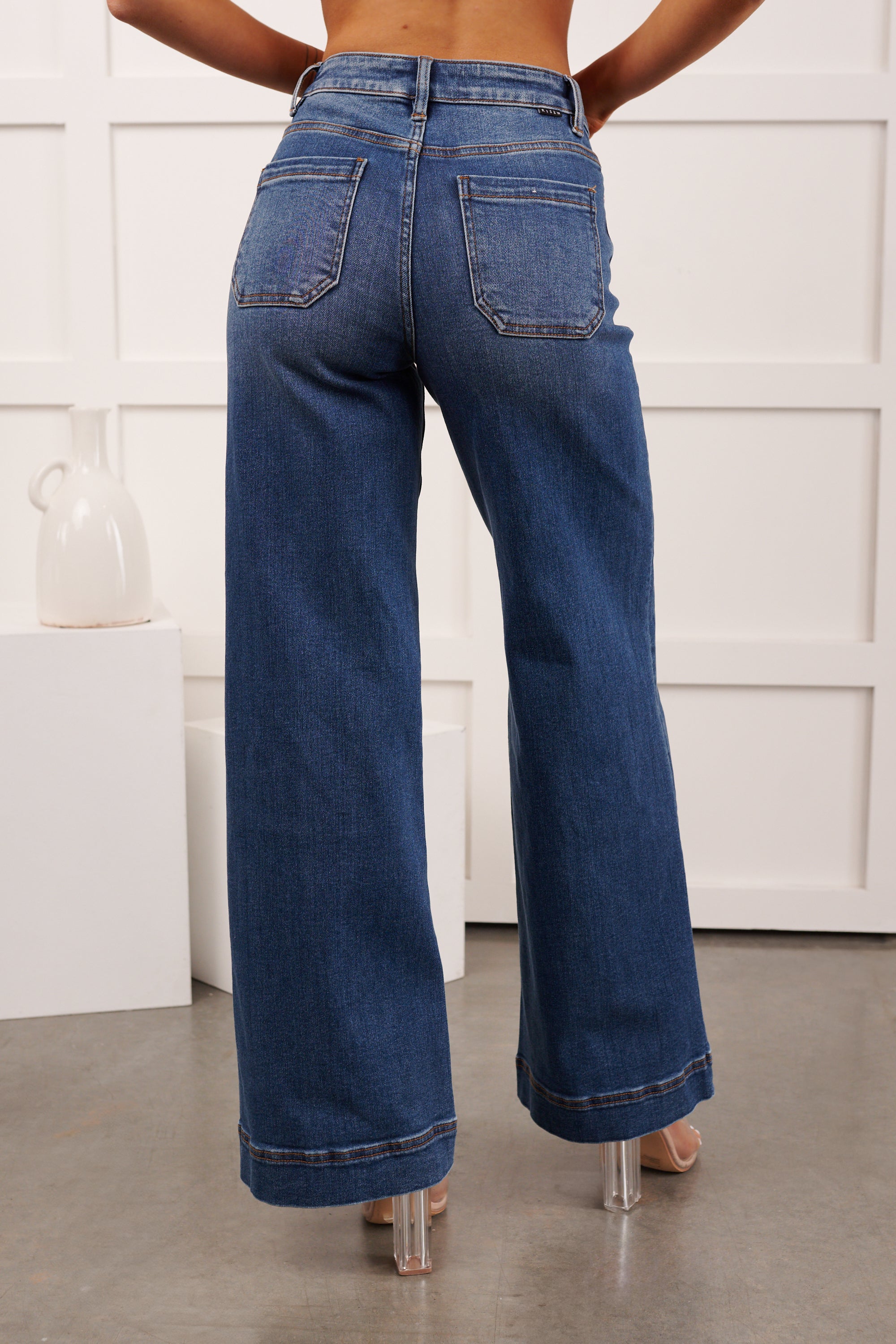 Renata High Rise Wide Leg Risen Jeans (Medium)