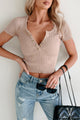 Wrapped Up In Love Ribbed Henley Top (Khaki) - NanaMacs