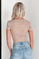 Wrapped Up In Love Ribbed Henley Top (Khaki) - NanaMacs