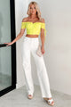 Sly Glances Off The Shoulder Hook-Front Crop Top (Citrus Green) - NanaMacs