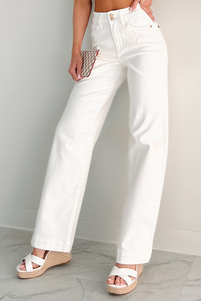 India High Rise Wide Leg Judy Blue Jeans (White) - NanaMacs