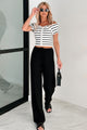 Lovely & Kind Off The Shoulder Striped Zip-Up Top (White) - NanaMacs