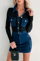 Tailored To Perfection Mesh Denim Mini Dress (Denim Blue) - NanaMacs