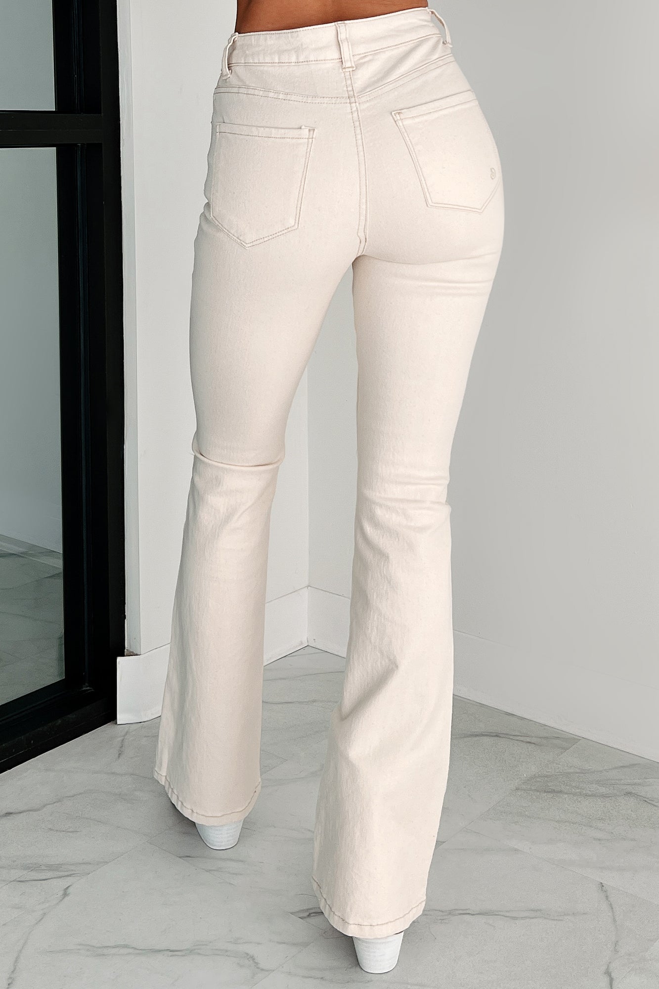 Minka High Rise Flare Indigo Reign Jeans (Khaki) - NanaMacs