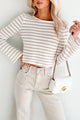 Timeless Charm Striped Long Sleeve Top (Cream/Taupe) - NanaMacs