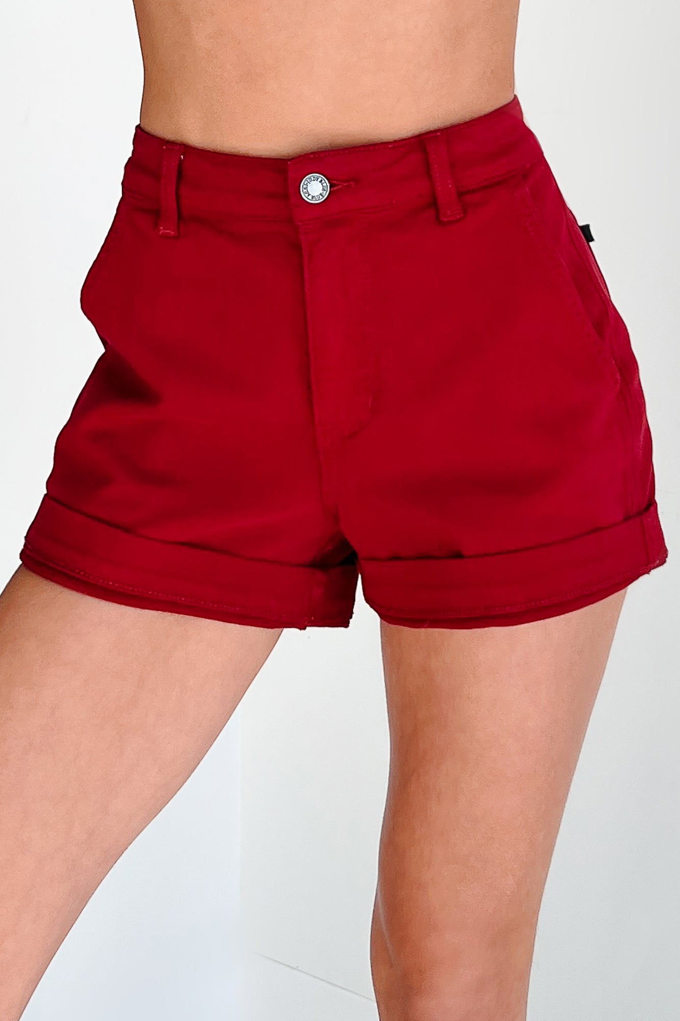 Cheryl High Rise Heart Pocket Judy Blue Denim Shorts (Scarlet) - NanaMacs