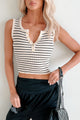 As Smooth As Butter Striped Henley Tank (Beige) - NanaMacs