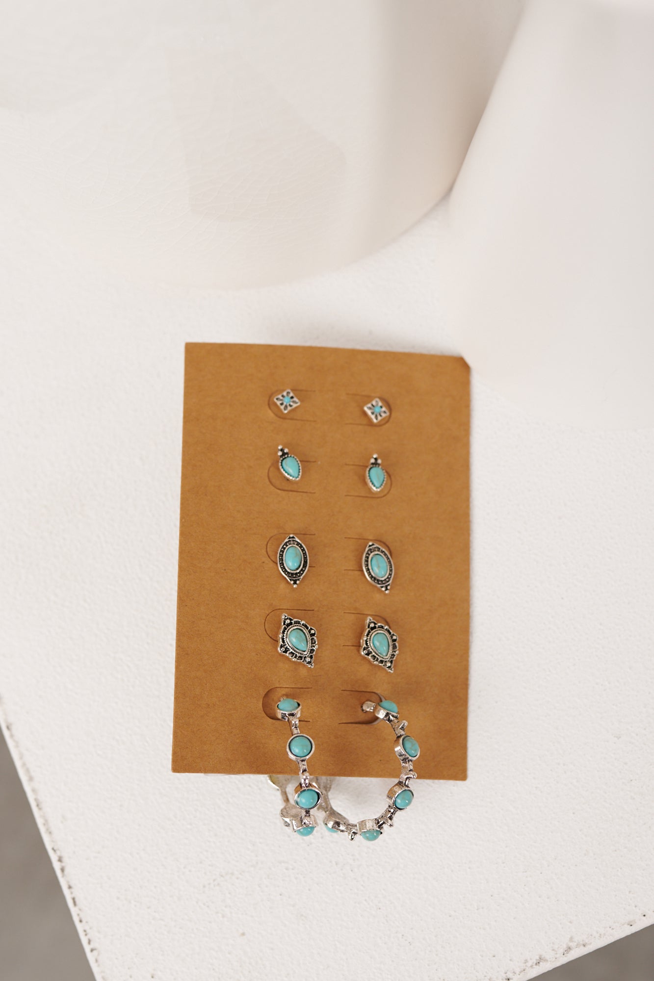 Frontier Sky Assorted Turquoise Stone Earring Set (Silver)