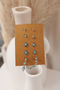 Frontier Sky Assorted Turquoise Stone Earring Set (Silver)