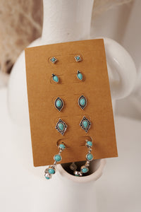 Frontier Sky Assorted Turquoise Stone Earring Set (Silver)