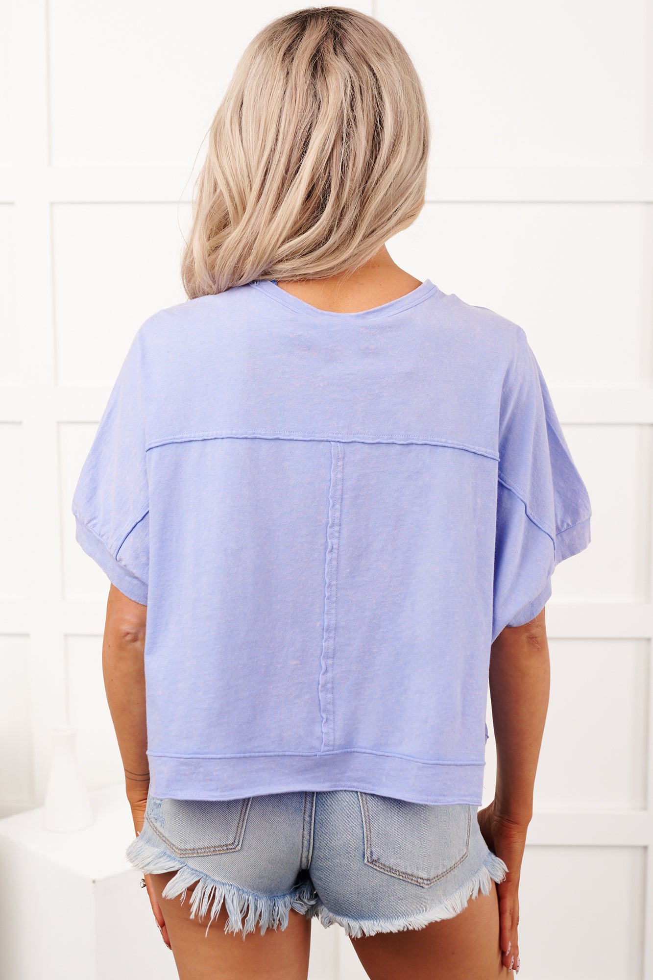 Kendrick Acid Wash Crop Top (Blue) - NanaMacs