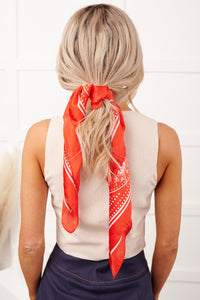 Wander West Paisley Print Bandana Scarf (Red)