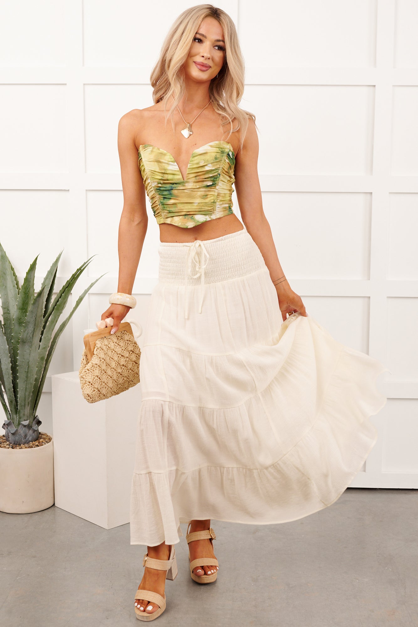 Free Falling Tiered Maxi Skirt (Dove) - NanaMacs