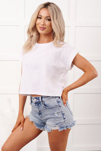 Bethany Oversized Crop Tee (White)