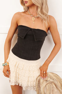 We're Not Meant To Be Strapless Denim Top (Black)
